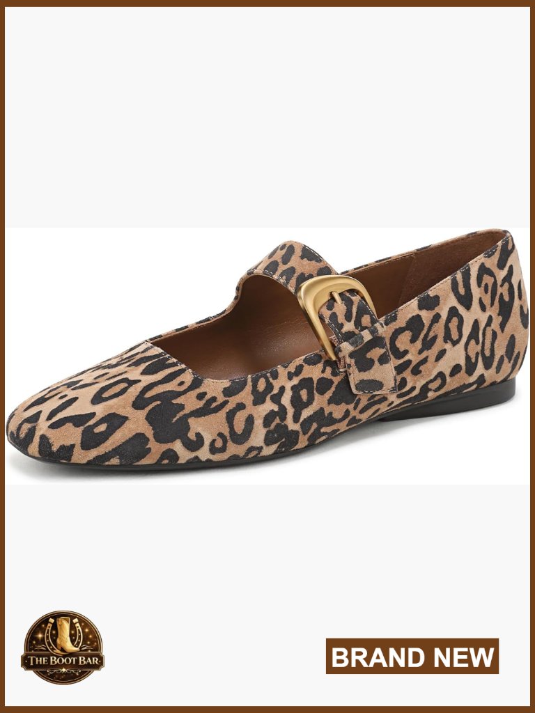 Women's Mary Jane Flats, Suede Square Toe, Adjustable Buckle, Comfort Technology